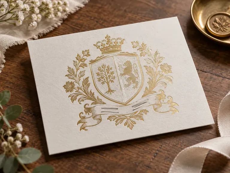 Wedding Crests: two surnames joined under one shield