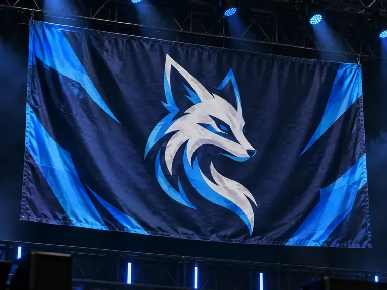 Esports Team Banners: a gaming team's mascot on a dark field