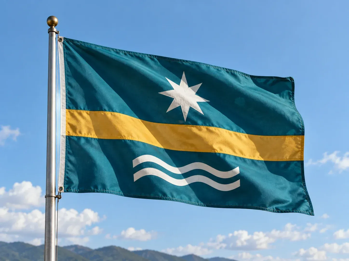A flag design generated from a short description of colors and a symbol