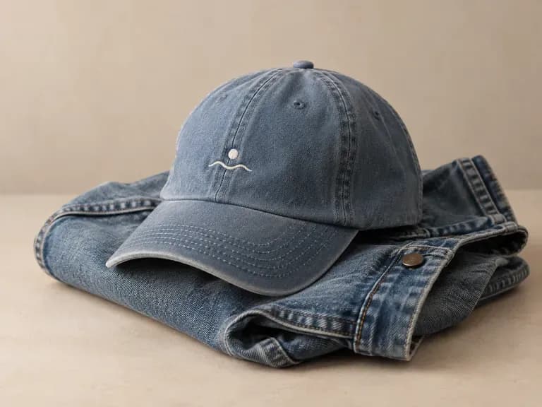 Dad Hats: unstructured washed cotton with a small stitched mark