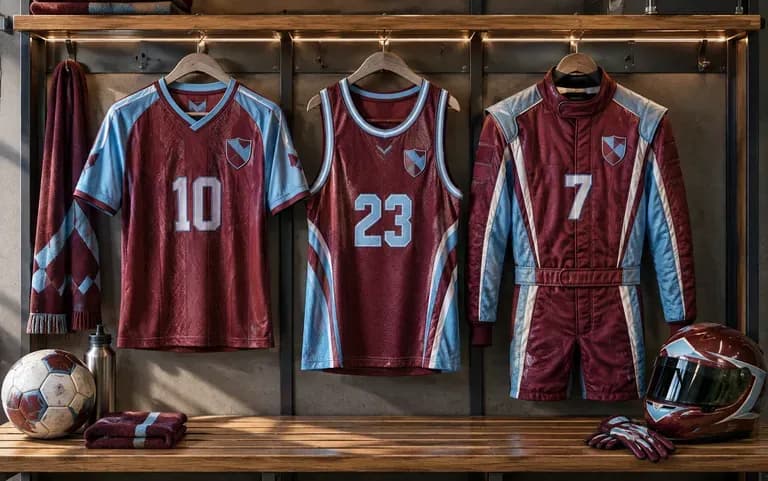 One team identity on soccer, basketball and racing jerseys