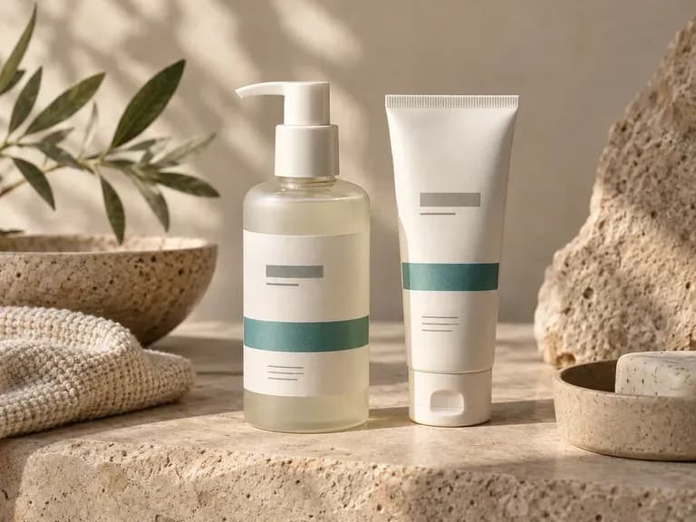 Skincare Labels: minimal white design with one accent color