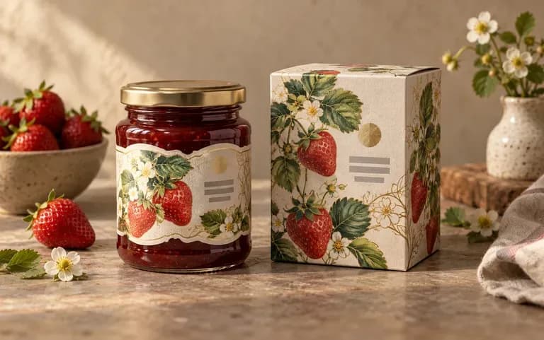 One brand's labels for a jar and a box