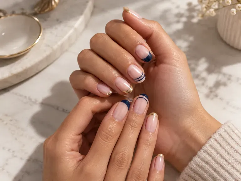 French Tip Variations: colored tips and double lines