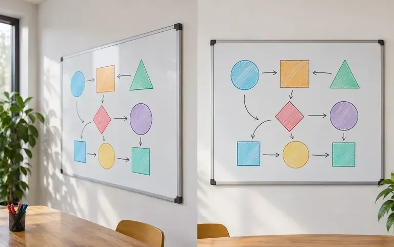 A whiteboard photo squared up