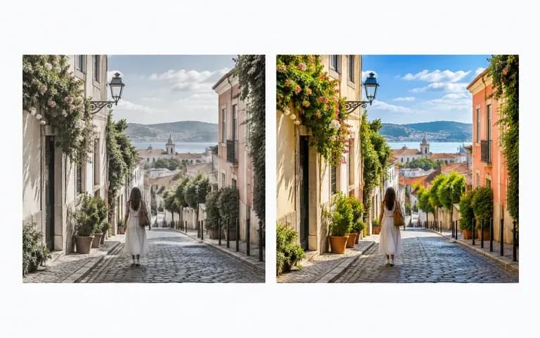 A photo with only its color strength changed
