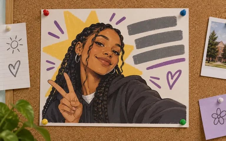 A cartoon selfie on a club poster