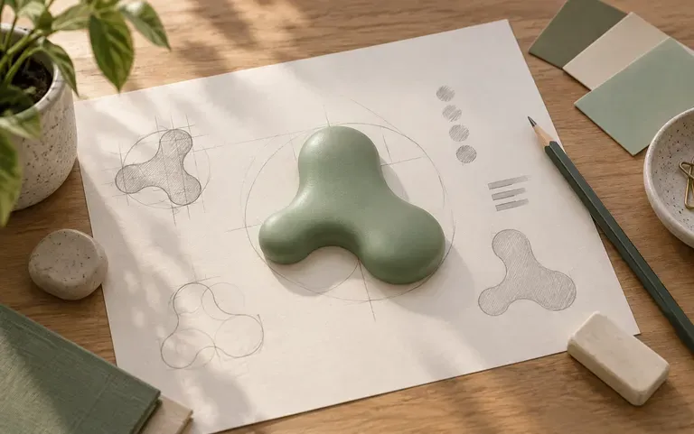 A shape used as the starting point for a logo sketch
