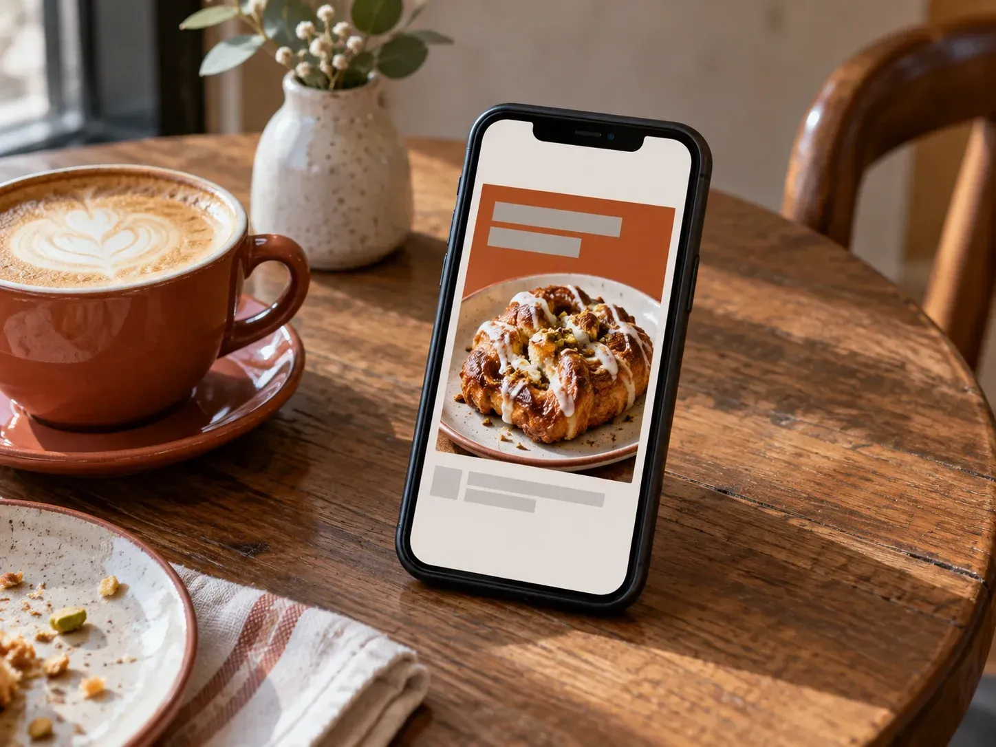 An Instagram launch post built from a café's brand assets