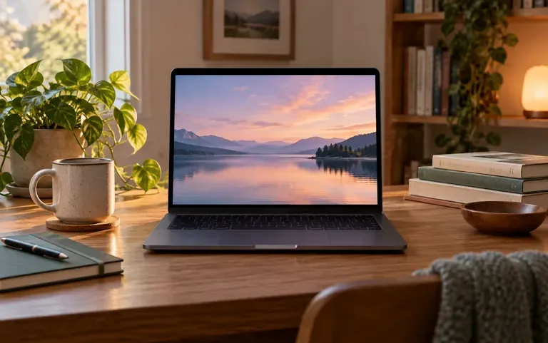 A calm study wallpaper on a laptop