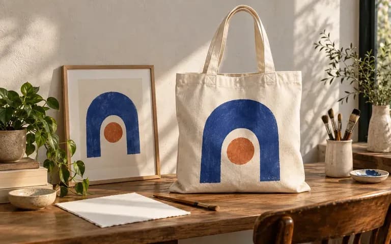 La ilustración de un artista aplicada a una bolsa de lona