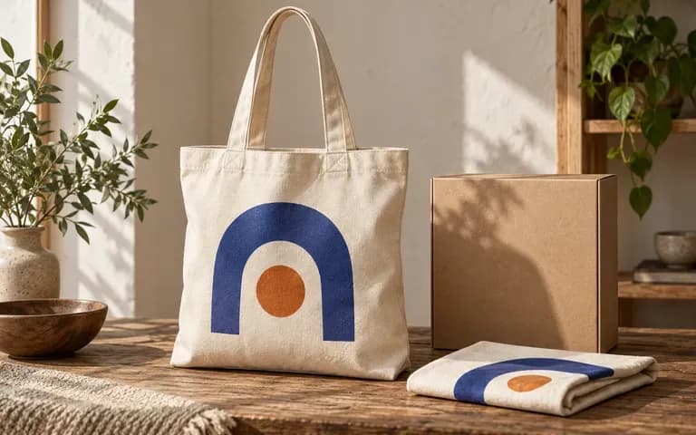 Un concepto de bolsa de lona de marca como merchandising