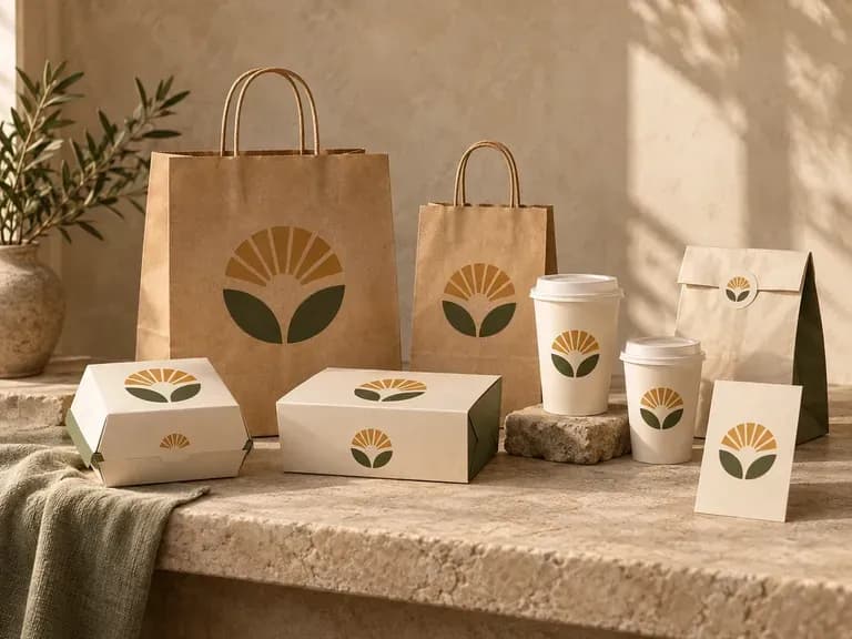 Presentaciones de marca para clientes: recursos de envases de alimentación terminados mostrados como una gama coordinada