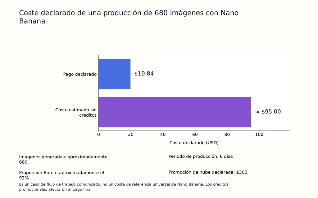 Coste declarado de una producción de 680 imágenes con Nano Banana