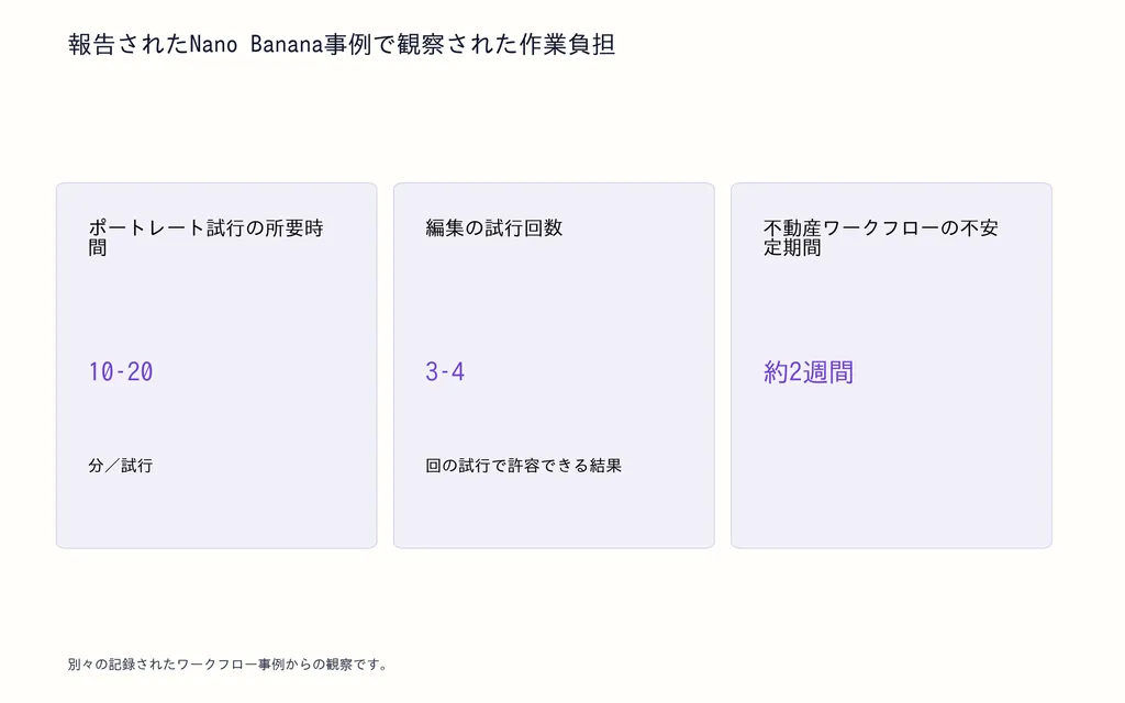 報告されたNano Banana事例で観察された作業負担