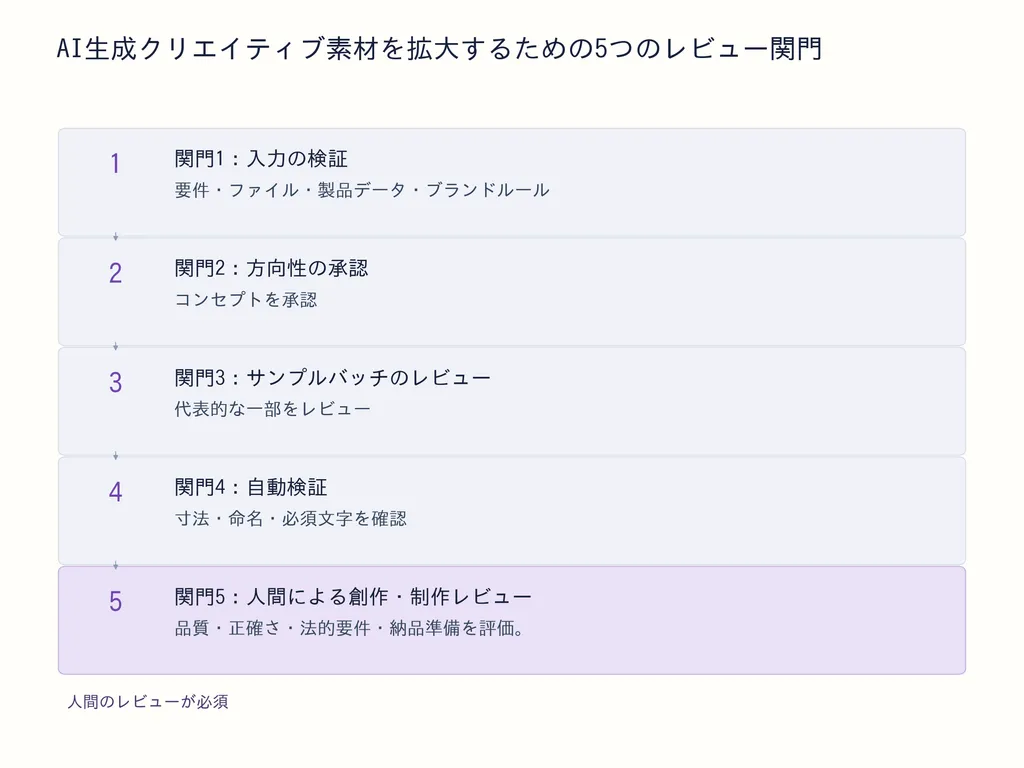 AI生成クリエイティブ素材を拡大するための5つのレビュー関門