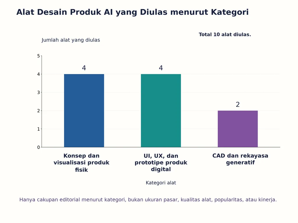 Alat Desain Produk AI yang Diulas menurut Kategori