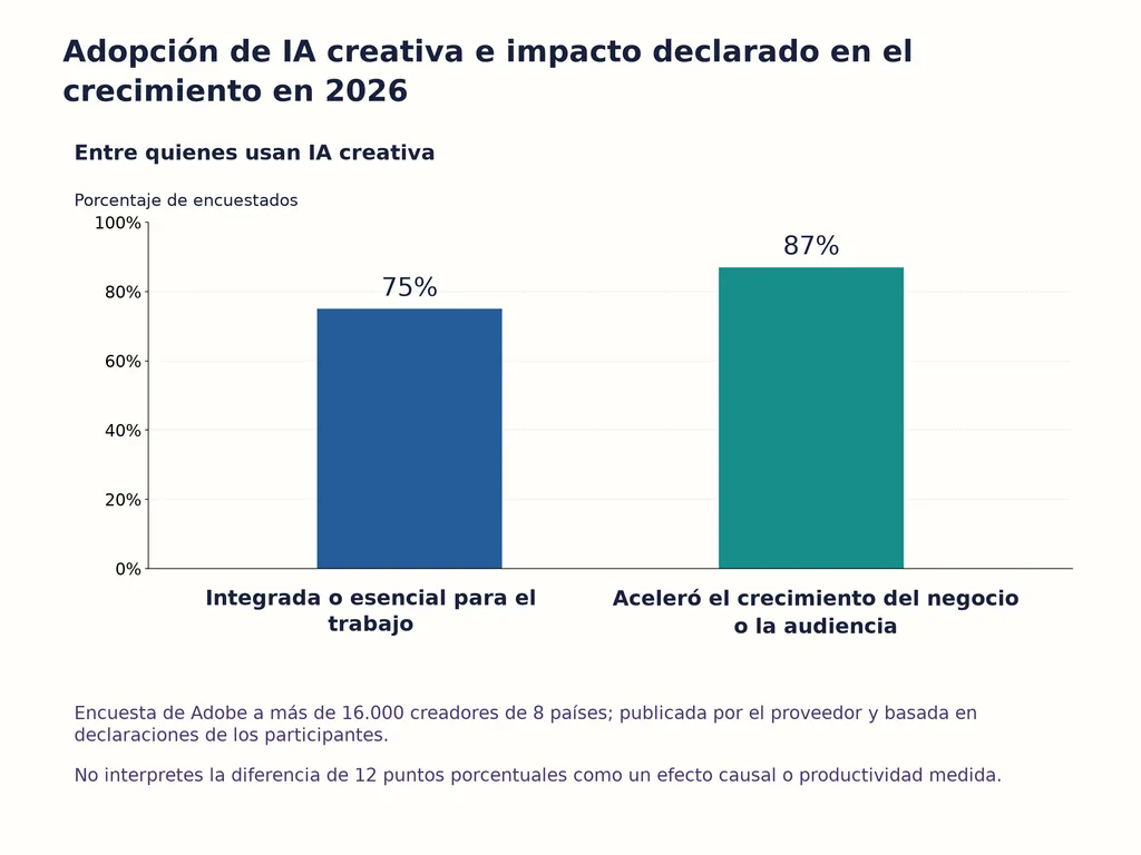 Adopción de IA creativa e impacto declarado en el crecimiento en 2026