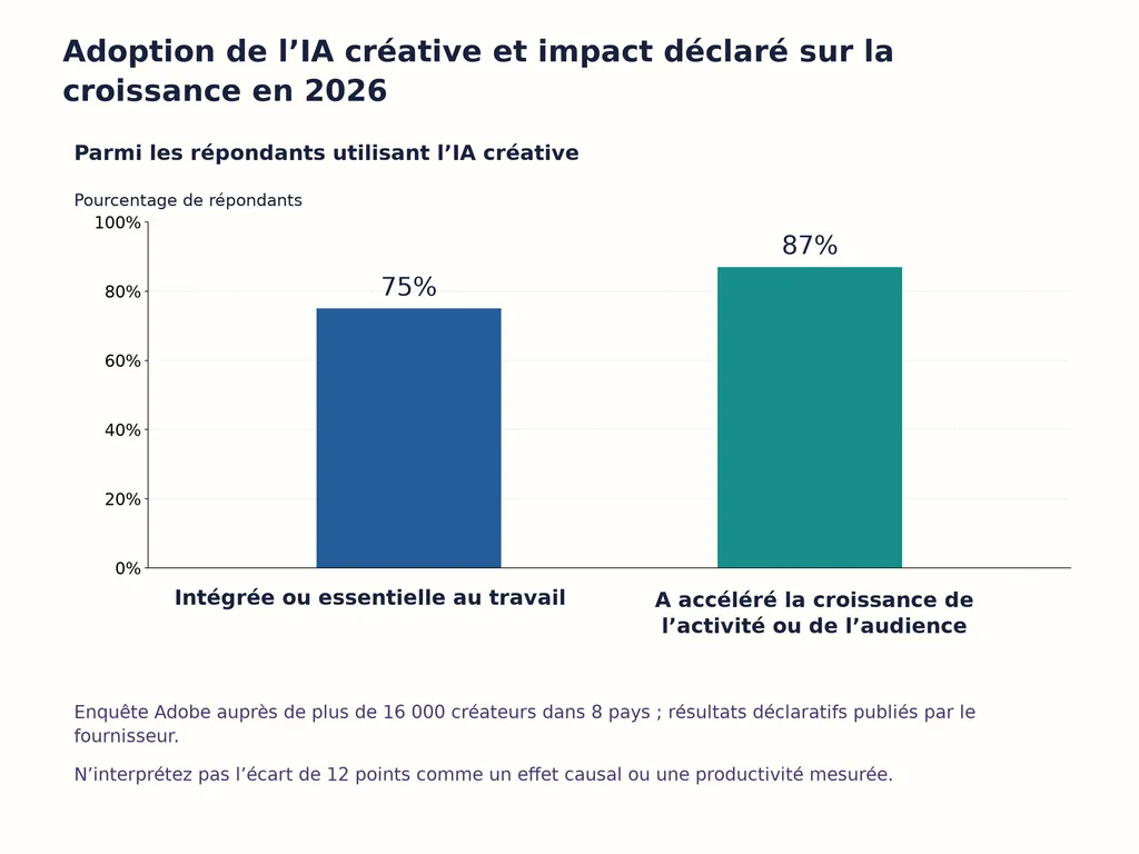 Adoption de l’IA créative et impact déclaré sur la croissance en 2026