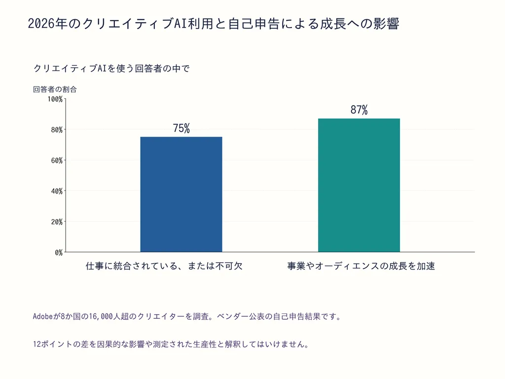 2026年のクリエイティブAI利用と自己申告による成長への影響