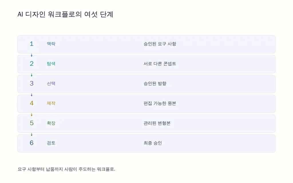AI 디자인 워크플로의 여섯 단계