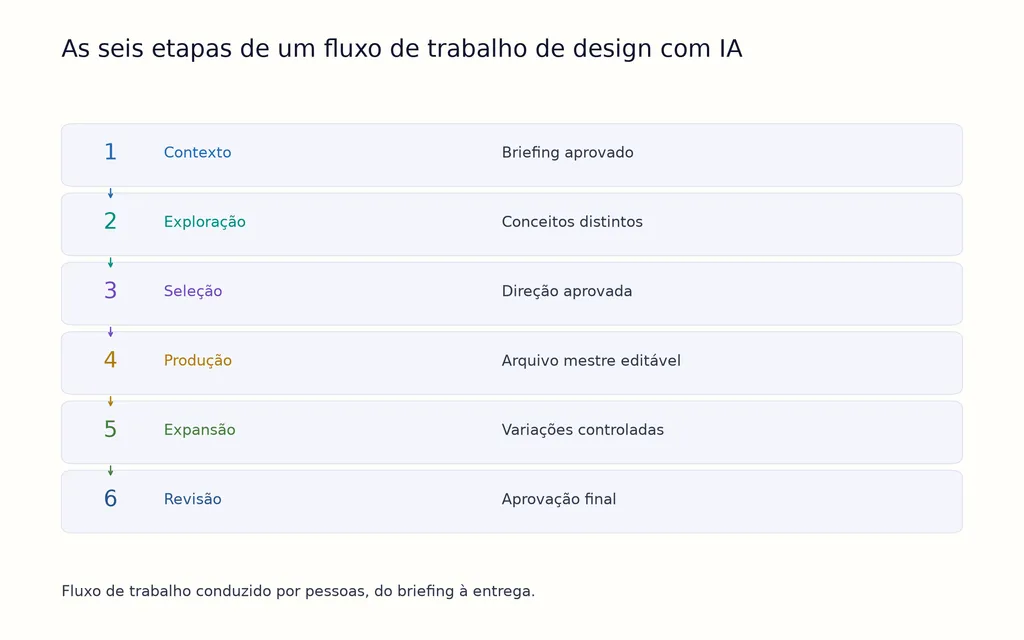 As seis etapas de um fluxo de trabalho de design com IA