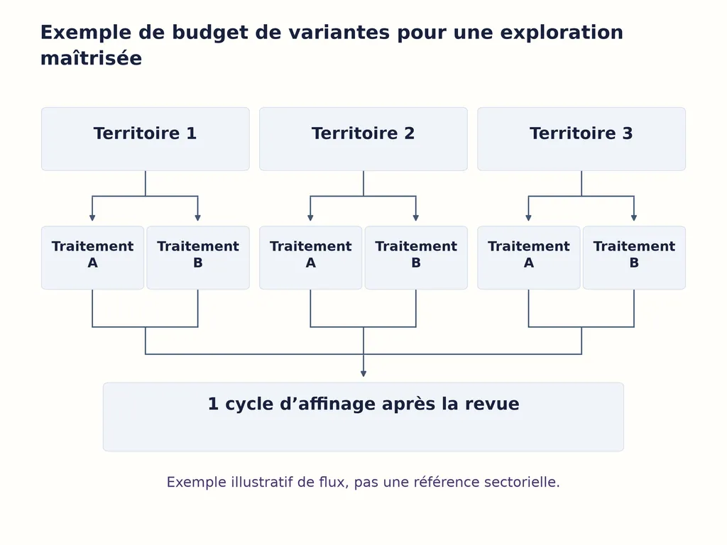 Exemple de budget de variantes pour une exploration maîtrisée