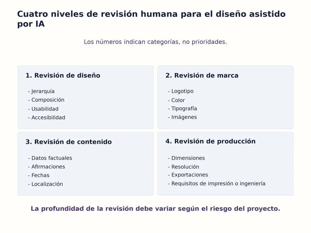 Cuatro niveles de revisión humana para el diseño asistido por IA