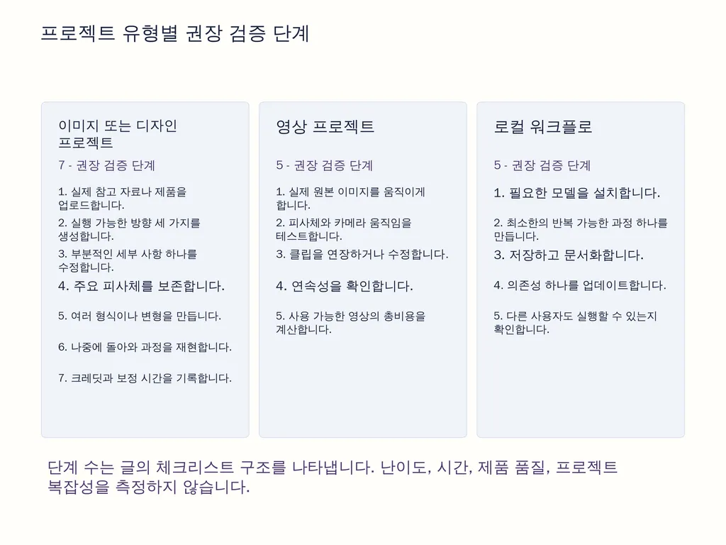 프로젝트 유형별 권장 검증 단계
