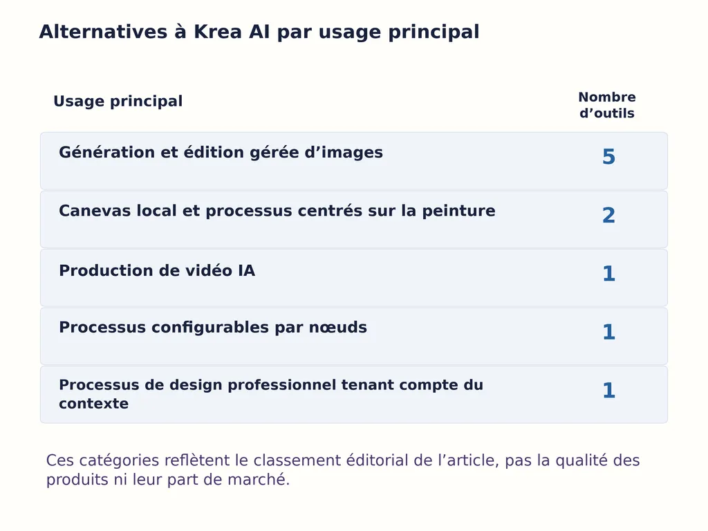 Alternatives à Krea AI par usage principal