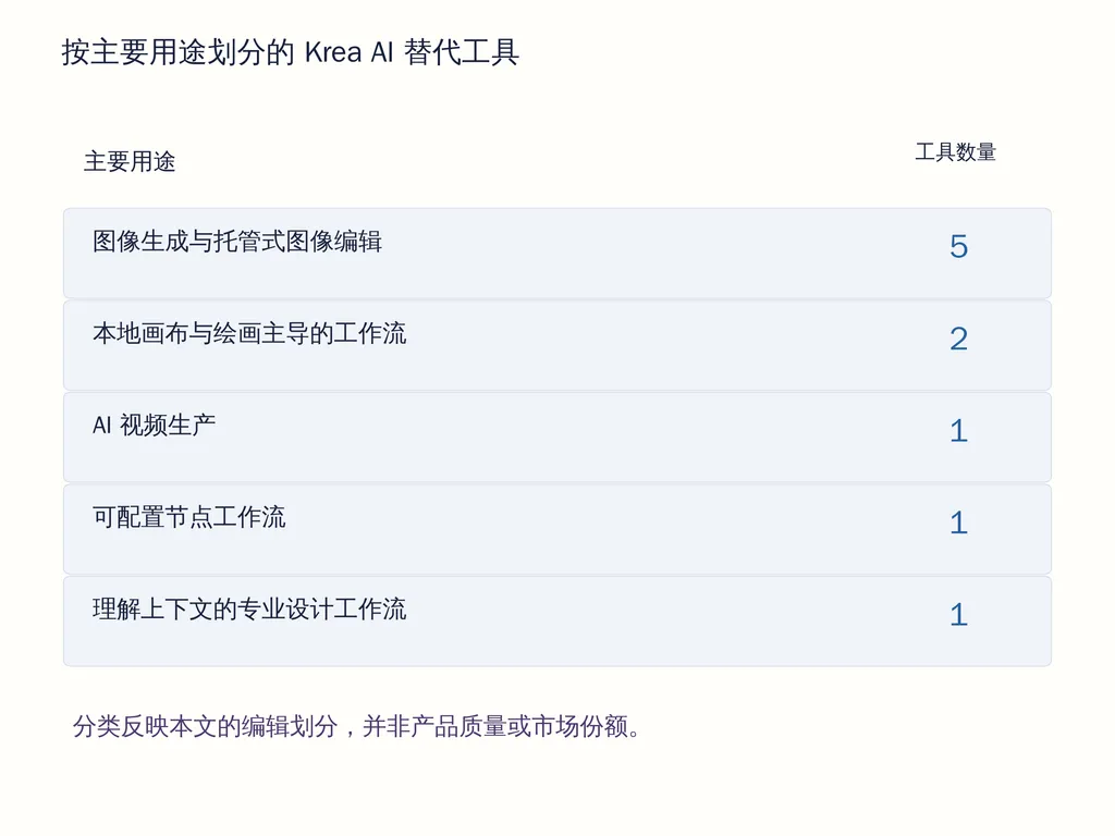 按主要用途划分的 Krea AI 替代工具