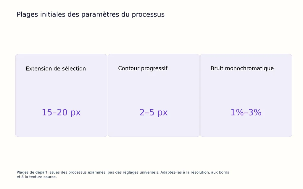 Plages initiales des paramètres du processus
