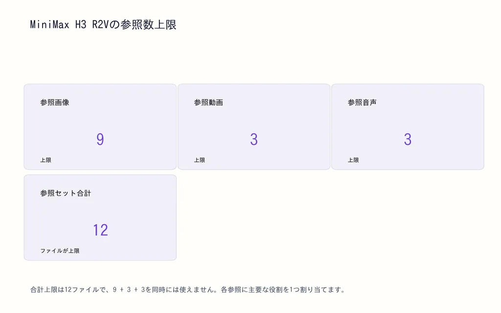 MiniMax H3 R2Vの参照数上限