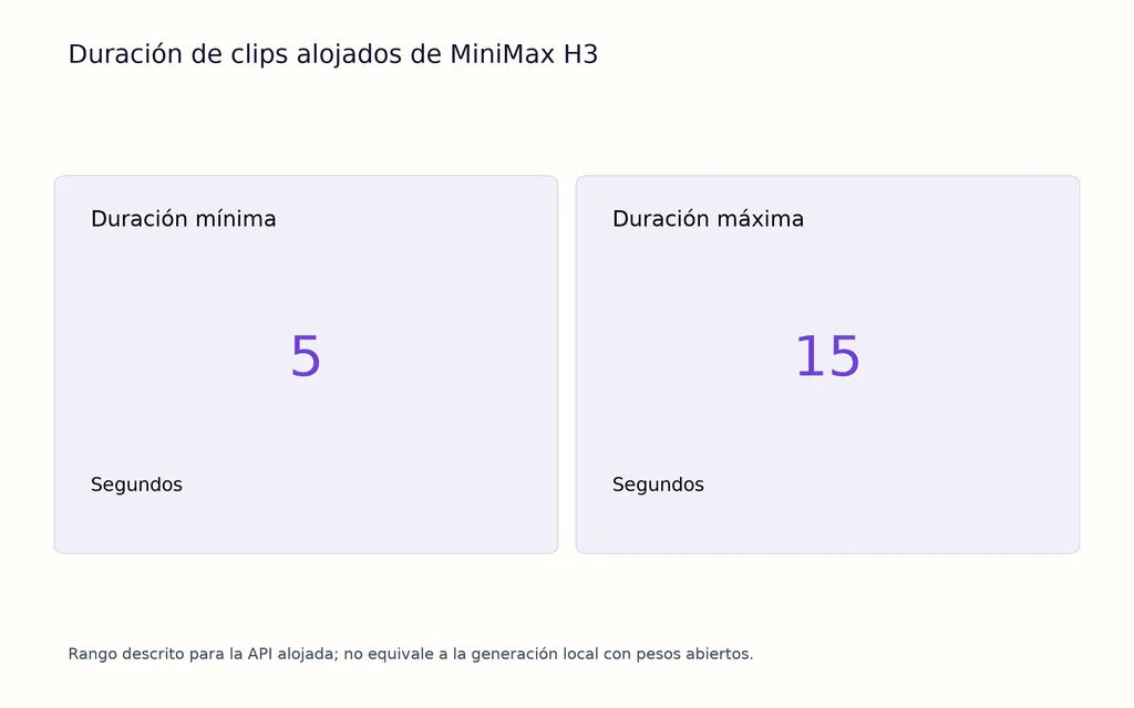 Duración de clips alojados de MiniMax H3