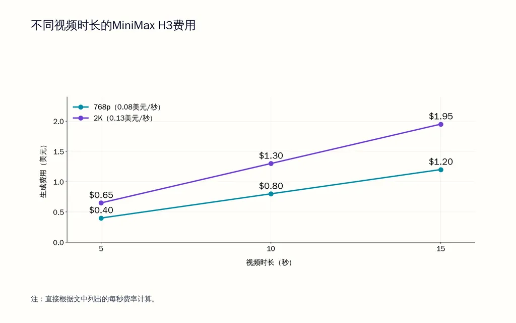 不同视频时长的MiniMax H3费用