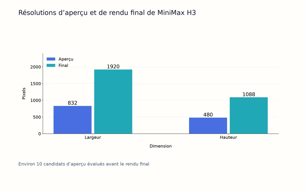 Résolutions d’aperçu et de rendu final de MiniMax H3