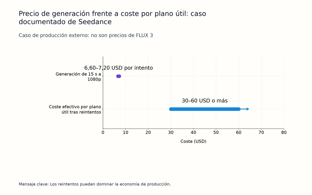 Precio de generación frente a coste por plano útil: caso documentado de Seedance