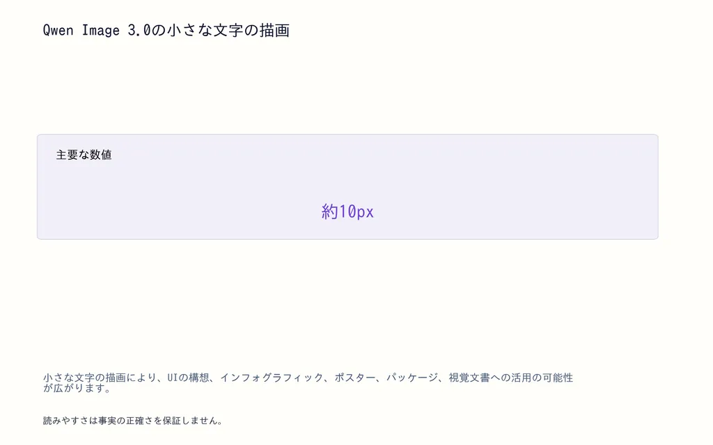 Qwen Image 3.0の小さな文字の描画