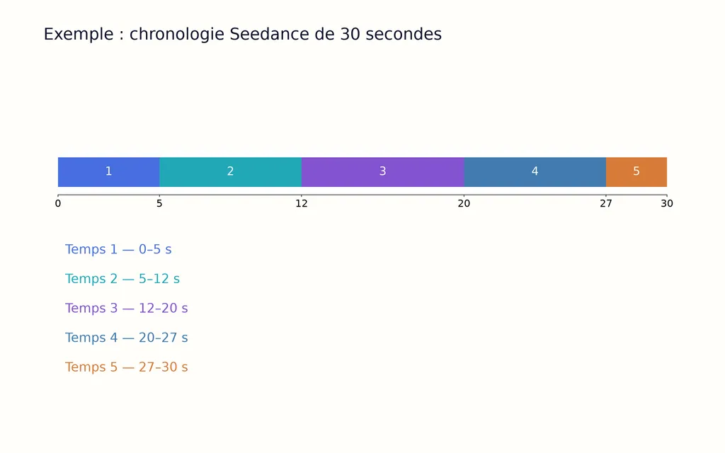 Exemple : chronologie Seedance de 30 secondes
