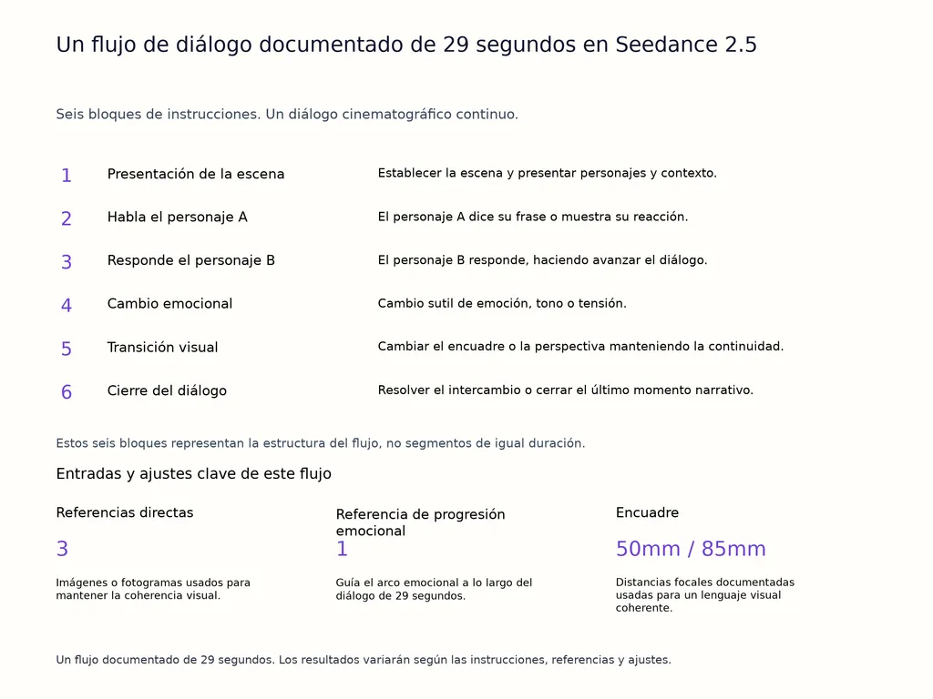 Un flujo de diálogo documentado de 29 segundos en Seedance 2.5