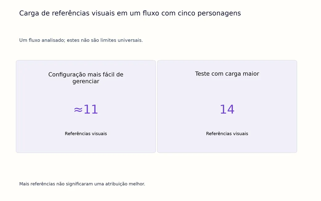 Carga de referências visuais em um fluxo com cinco personagens