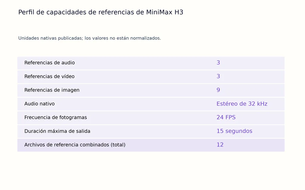 Perfil de capacidades de referencias de MiniMax H3