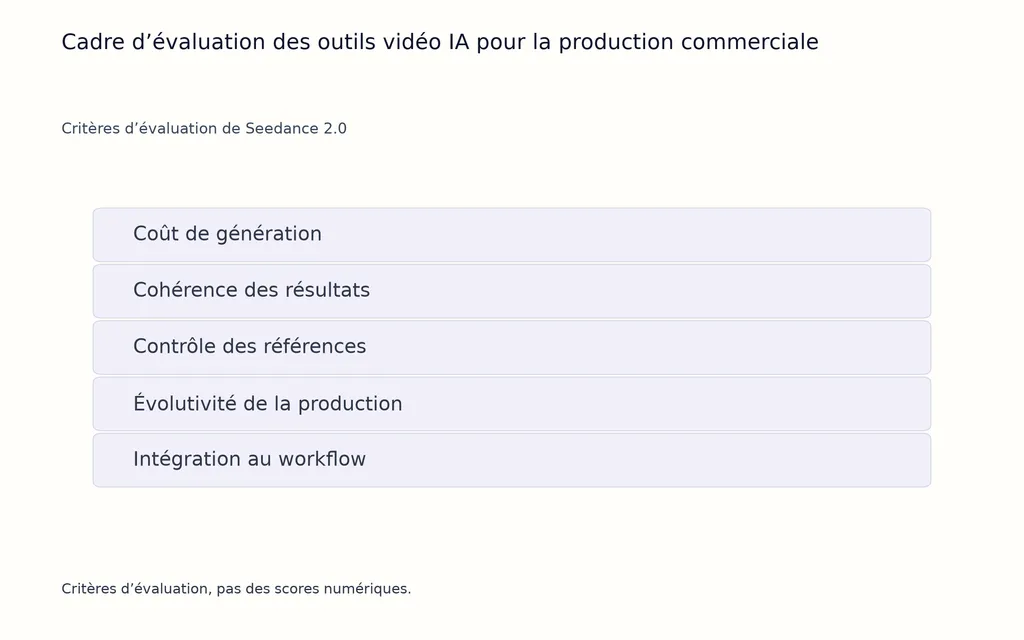 Cadre d’évaluation des outils vidéo IA pour la production commerciale