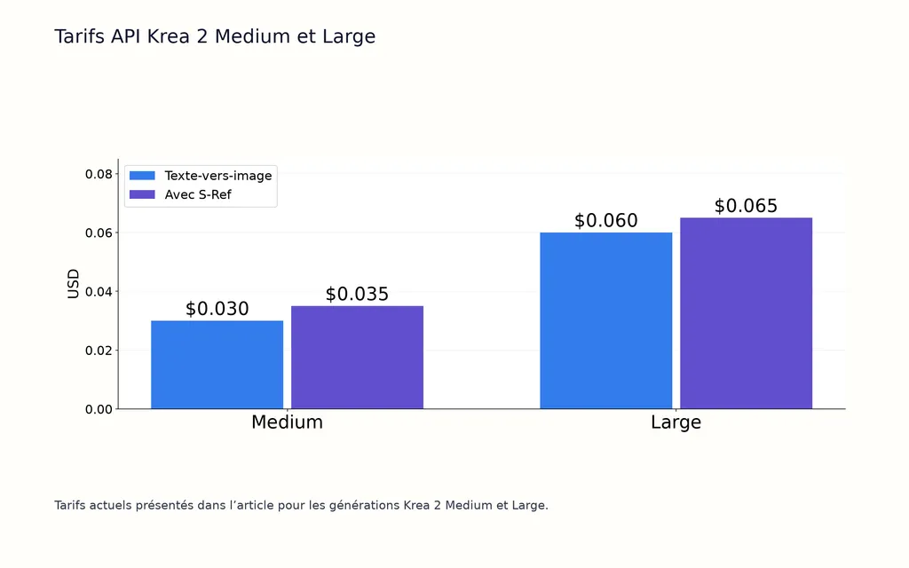 Tarifs API Krea 2 Medium et Large