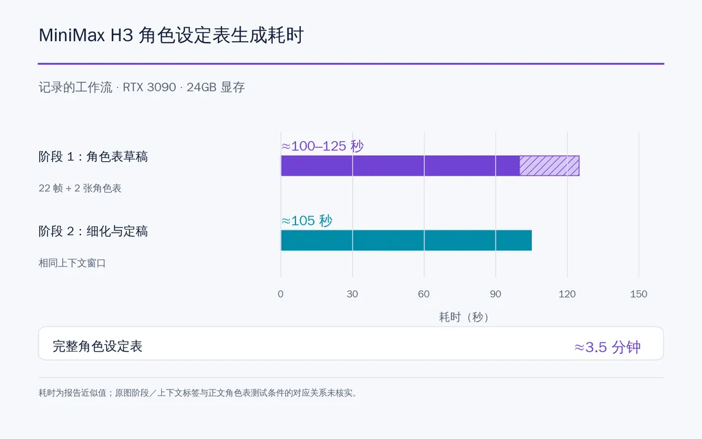 MiniMax H3 角色设定表生成耗时