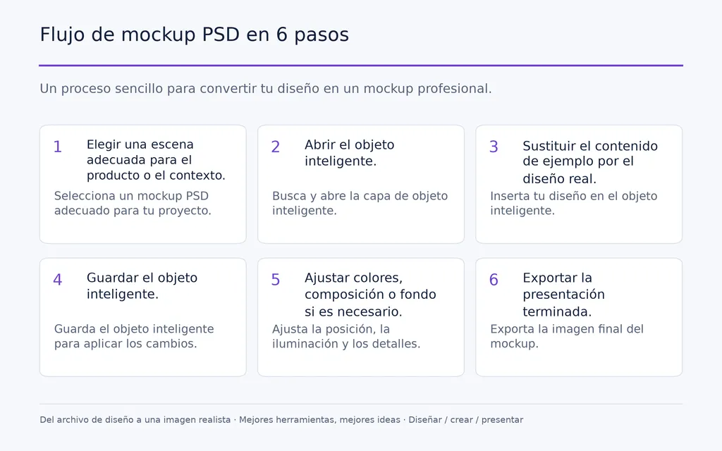 Flujo de mockup PSD en 6 pasos
