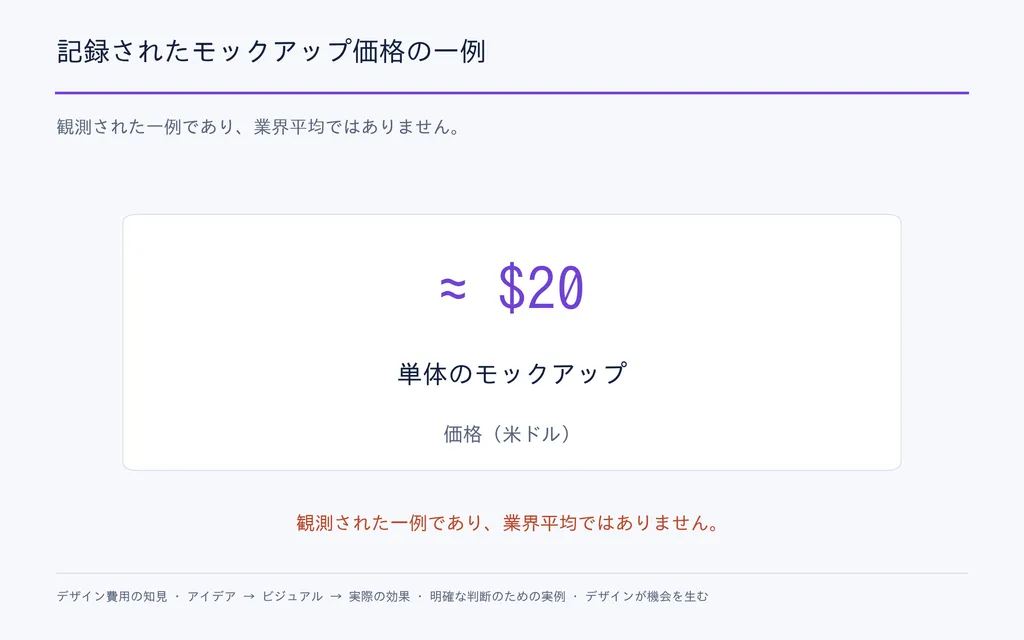 記録されたモックアップ価格の一例