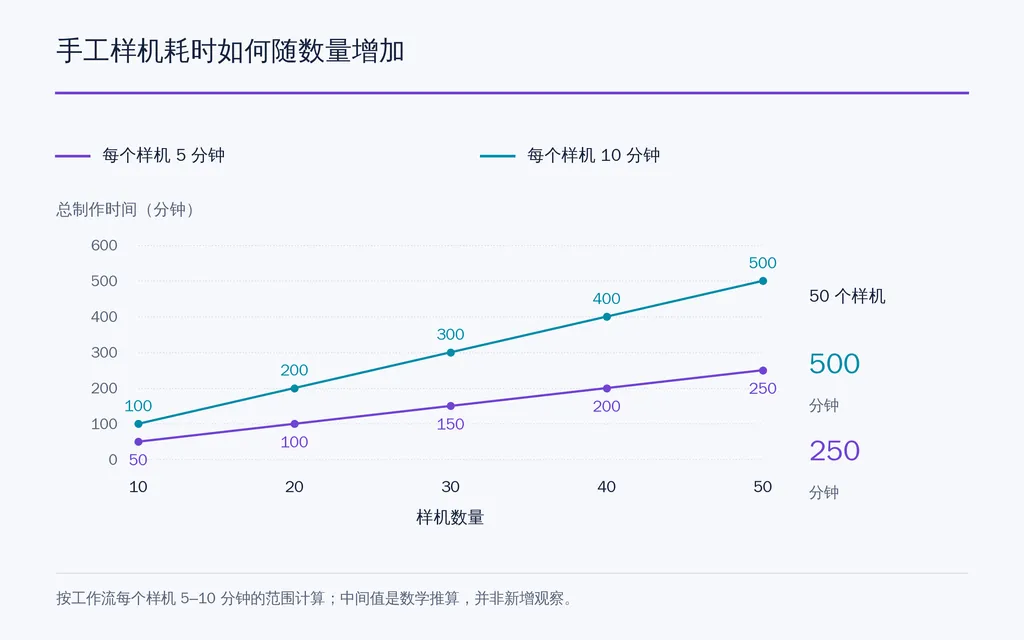 手工样机耗时如何随数量增加