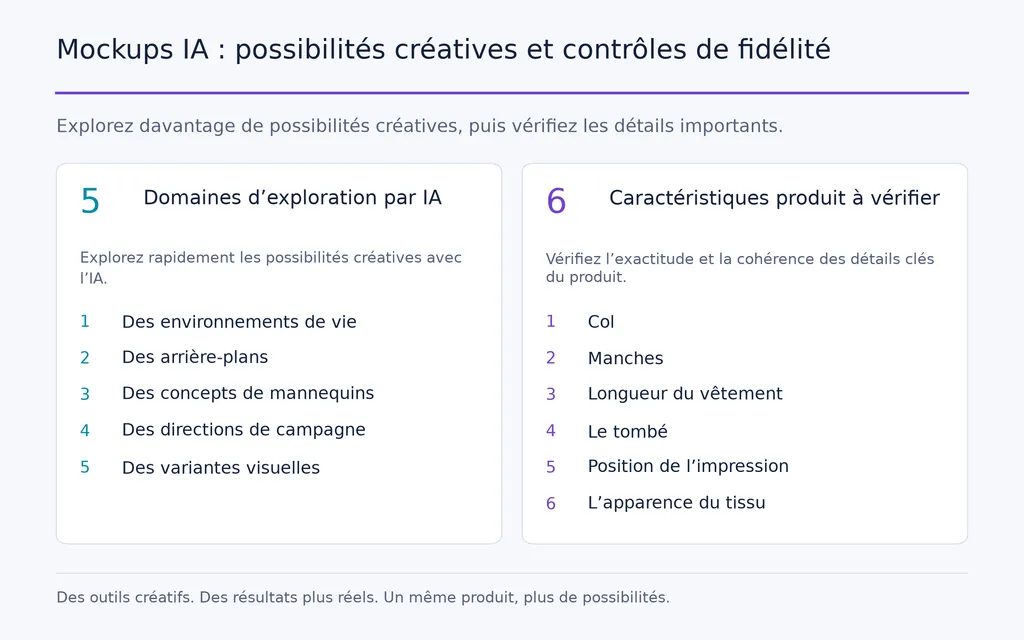 Mockups IA : possibilités créatives et contrôles de fidélité