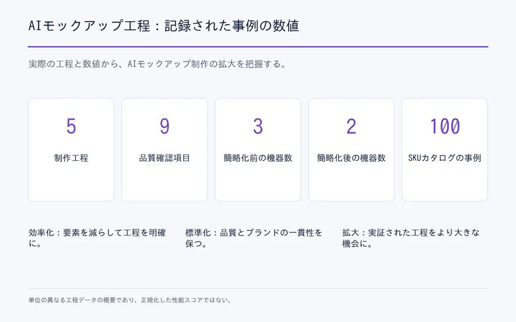 AIモックアップ工程:記録された事例の数値
